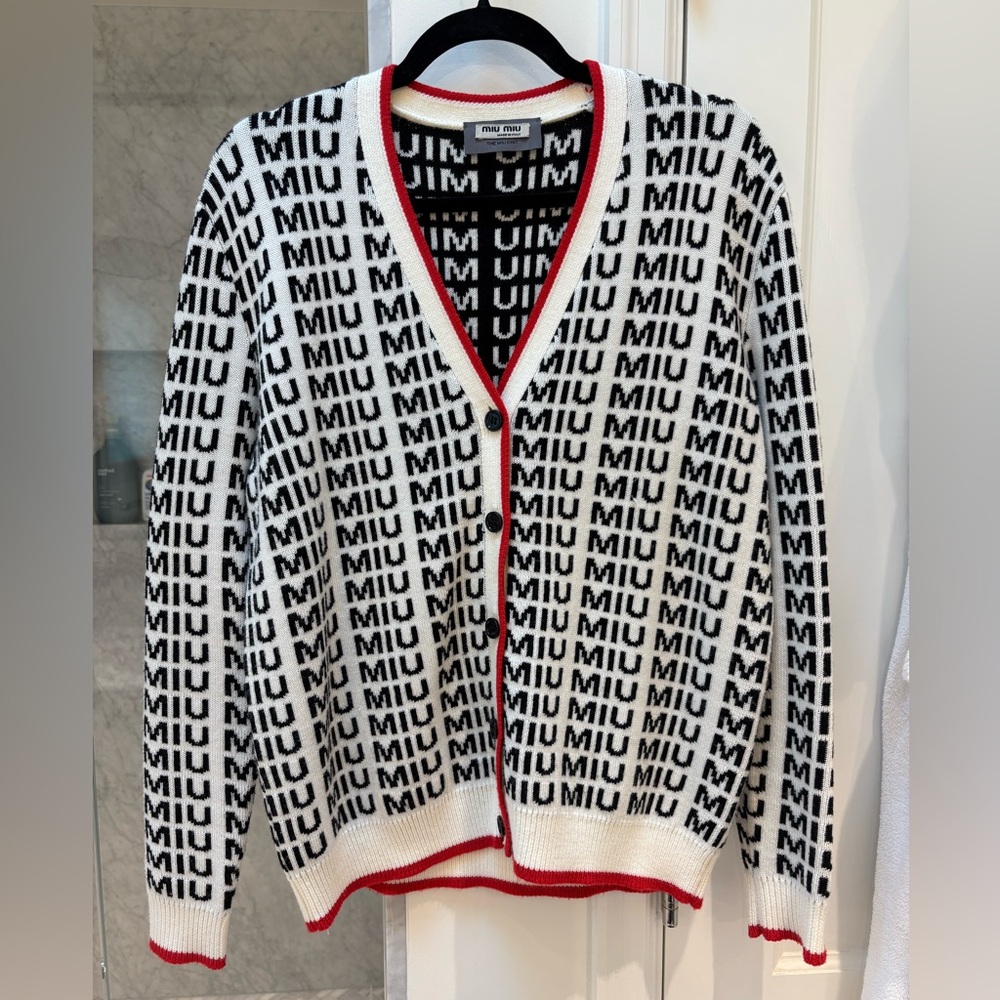Miu Miu Black and White Logo Sweater 36